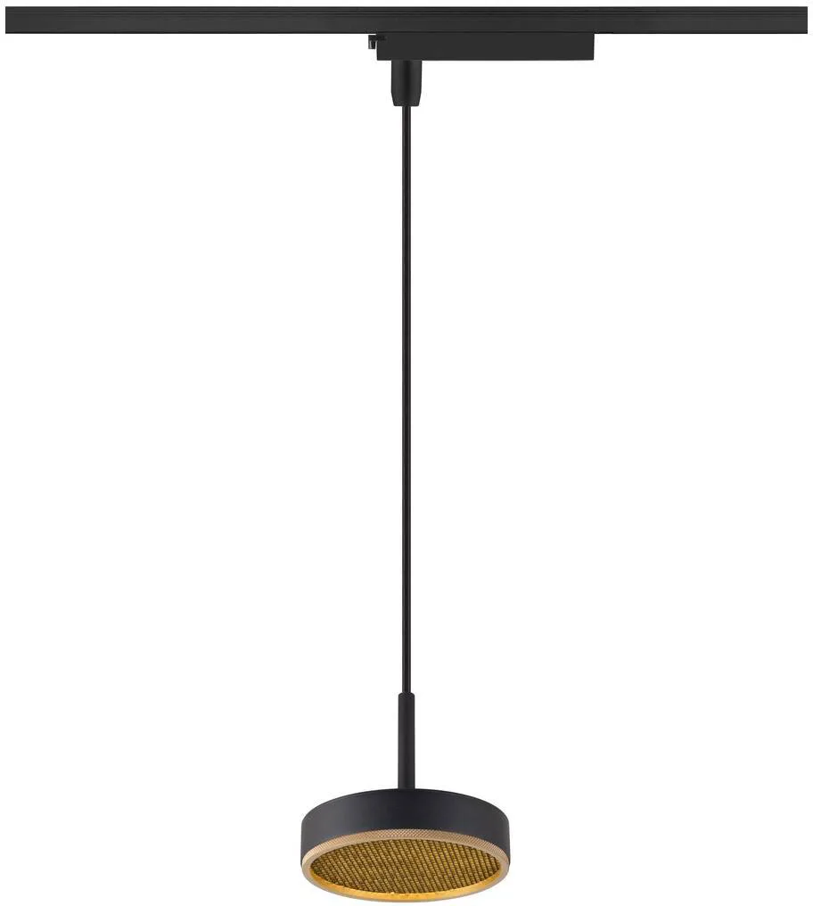 GRIP! FLAT, 1~ Pendelleuchte, PHASE, Pendellänge 200 cm, 2700/3000 K, schwarz / gold - Leuchten mit 1 Phasen Adapter de SLV – photo produit
