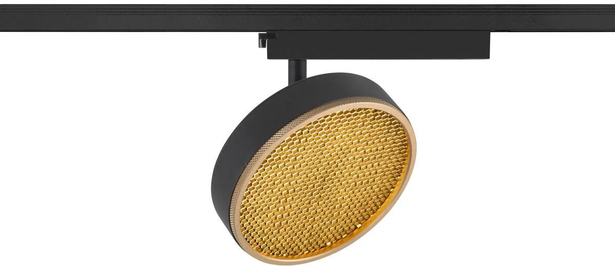 GRIP! FLAT, 1~Spot, PHASE, rund, 2700/3000 K, 16 W, schwarz / gold - Leuchten mit 1 Phasen Adapter de SLV – photo produit