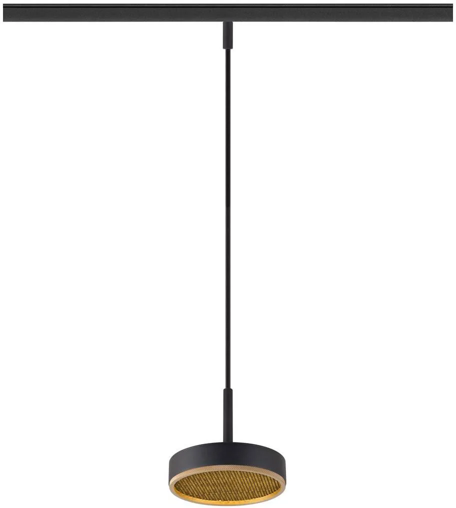 GRIP! FLAT, 48V Pendelleuchte, DALI, Pendellänge 200 cm, 2700/3000 K, schwarz / gold - Leuchten mit 3 Phasen Adapter 48V von SLV – Produktfoto