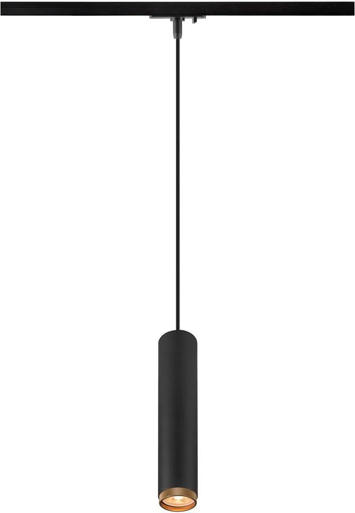GRIP! L, 1~ Pendelleuchte, GU10, Pendellänge 200cm, 1x max. 6W, schwarz / gold - Leuchten mit 1 Phasen Adapter by SLV – product photo