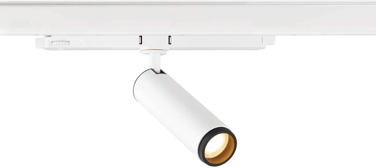 GRIP! M, 3~ Spot, zylindrisch, 2000-3000K, 15W, DALI, Dim-to-Warm, Touch, 42°, weiß / schwarz - Leuchten mit 3 Phasen Adapter 230V von SLV – Produktfoto
