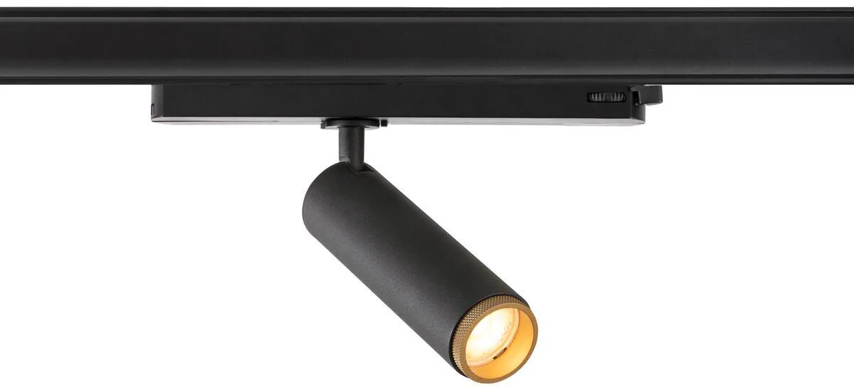 GRIP! M, 3~ Spot, zylindrisch, 3000K, 20W, PHASE, 42°, schwarz / gold - Leuchten mit 3 Phasen Adapter 230V von SLV – Produktfoto