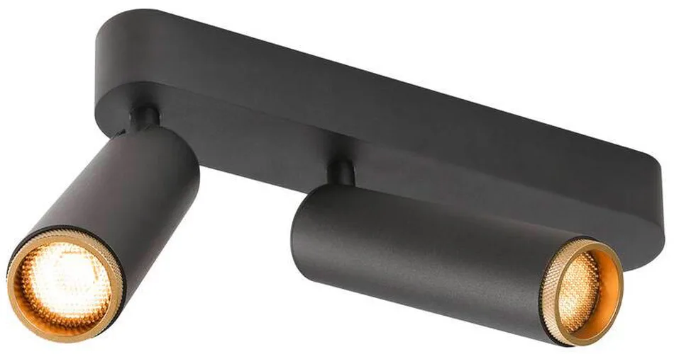 GRIP! M, Deckenaufbauleuchte, double, PHASE, 2700 K, 28 W, 42°, schwarz / gold - Wand- und Deckenleuchten van SLV – productfoto