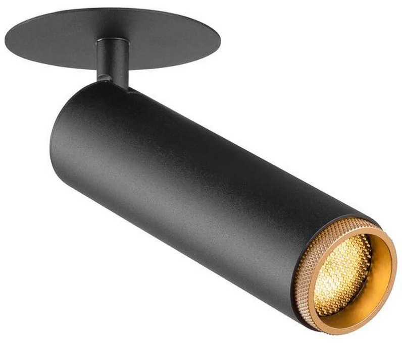 GRIP! M, Deckeneinbauleuchte, PHASE, 3000 K, 42°, IP20, zylindrisch, schwarz / gold - Downlights de SLV – photo produit