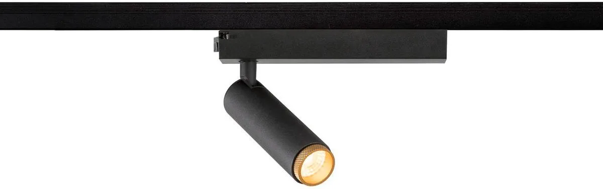 GRIP! S, 1~ Spot, zylindrisch, 2000-3000K, 11W, Dim-to-Warm, PHASE, 29°, schwarz / gold - Leuchten mit 1 Phasen Adapter von SLV – Produktfoto