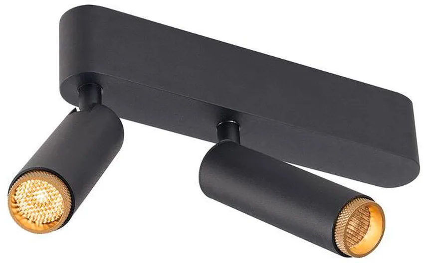GRIP! S, Deckenaufbauleuchte, double, PHASE, 2700 K, 21 W, 29°, schwarz / gold - Wand- und Deckenleuchten fra SLV – produktbillede