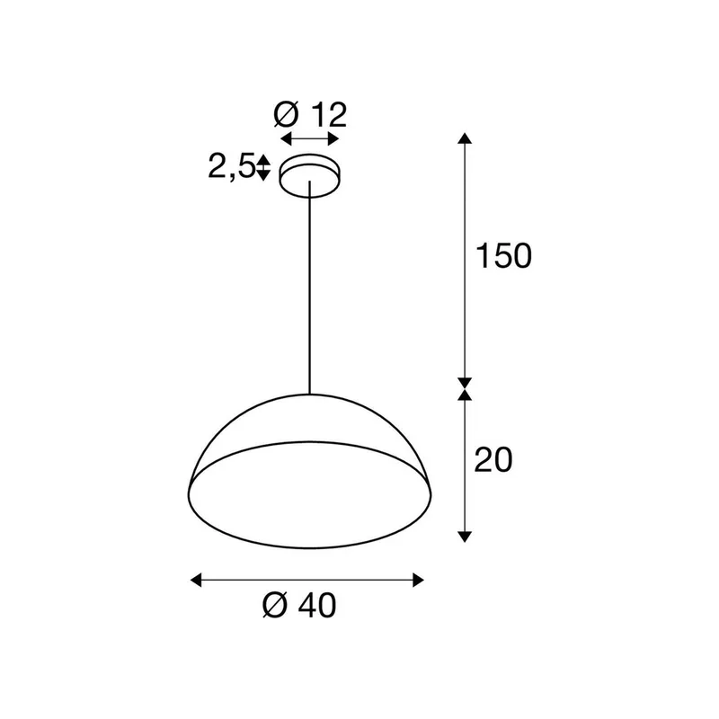hanglamp Forchini M, 40 cm, zwart/goudkleurig, metaal de SLV en Noir, Or – photo produit