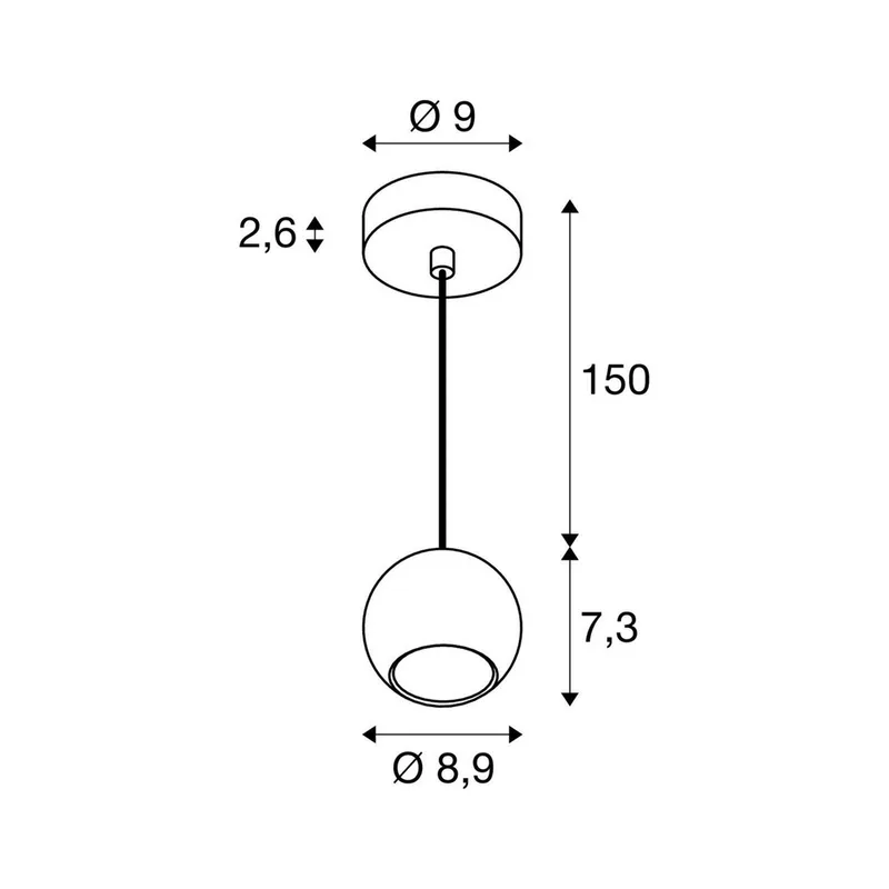 hanglamp Light Eye 90, Ø 9 cm, metaal fra SLV i Sort – produktbillede