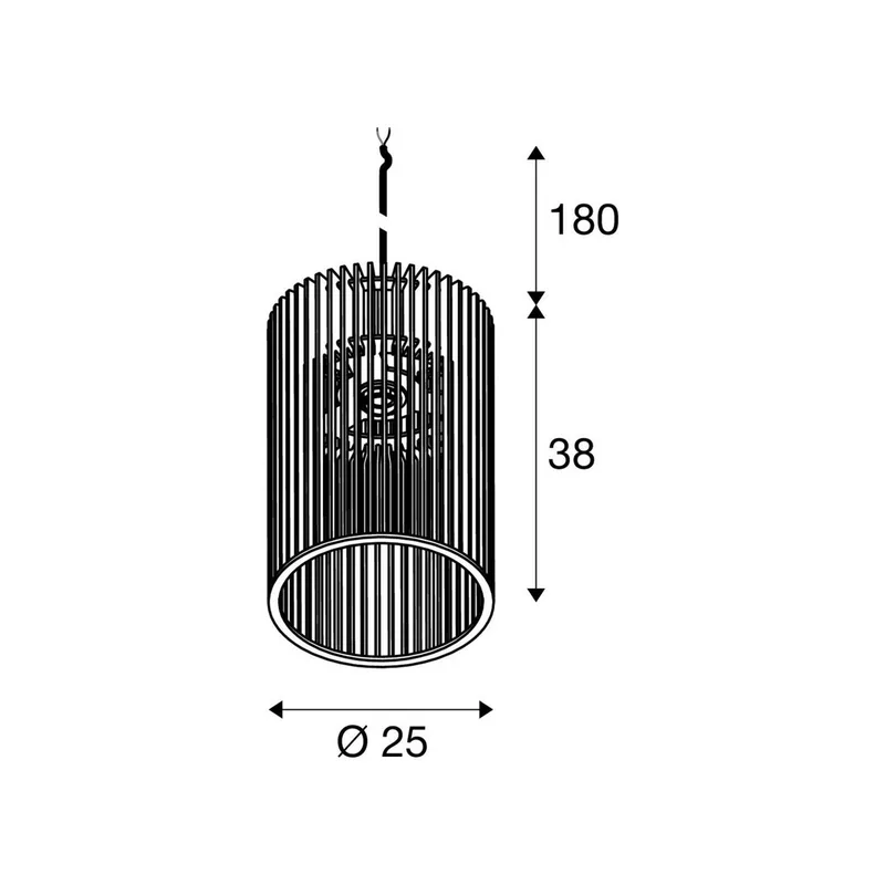 Wud Pendelleuchte Cylindrical Matt Natural von SLV in Licht hout, Schwarz – Produktfoto