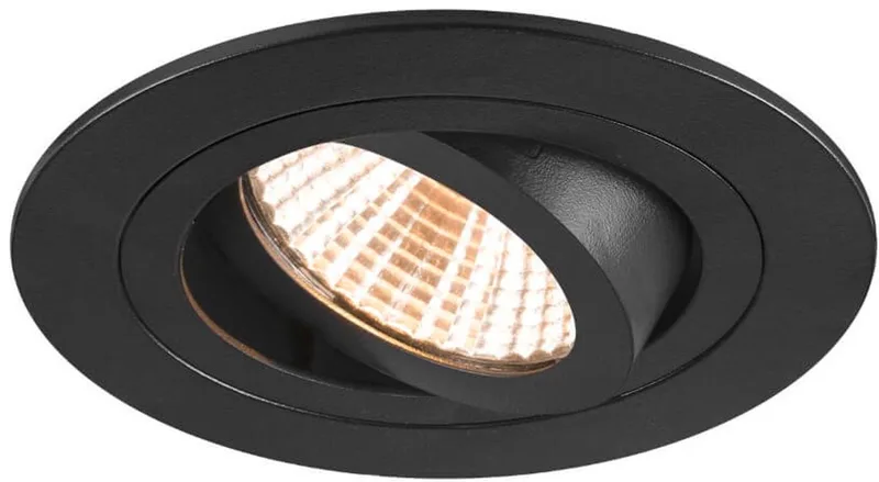 inbouwspot LED 8.3W 705lm warm 2700K rond kantelbaar zaagmaat 75mm dimbaar zwart (1007402) fra SLV i Hvid – produktbillede