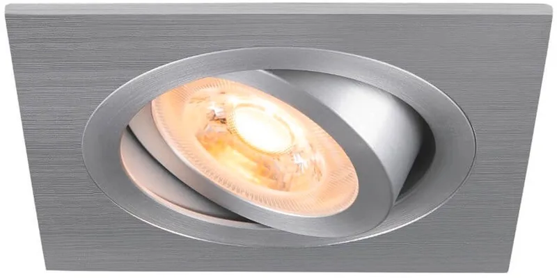 Inbouwspot New Tria 75 vierkant - aluminium - GU10 - 1007379 de SLV en Geborsteld metaal – photo produit