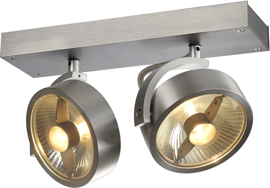 KALU 2 QPAR Deckenleuchte, alu-gebürstet, ES111, max. 2x75W - Wand- und Deckenleuchten von SLV – Produktfoto