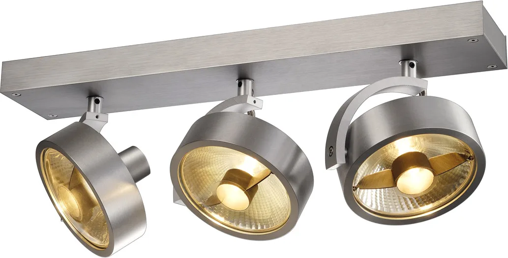 KALU 3 QPAR Deckenleuchte, alu-gebürstet, ES111, max. 3x75W - Wand- und Deckenleuchten de SLV – photo produit