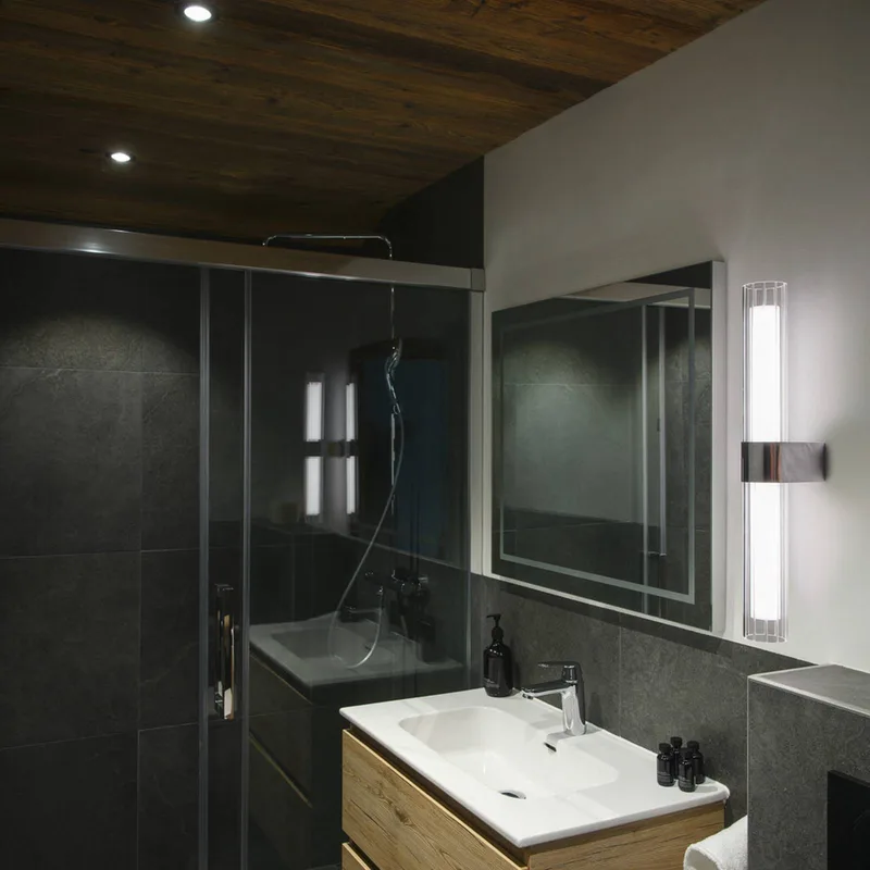 LED badkamer wandlamp Lygant double, aluminium de SLV en Chrome – photo produit