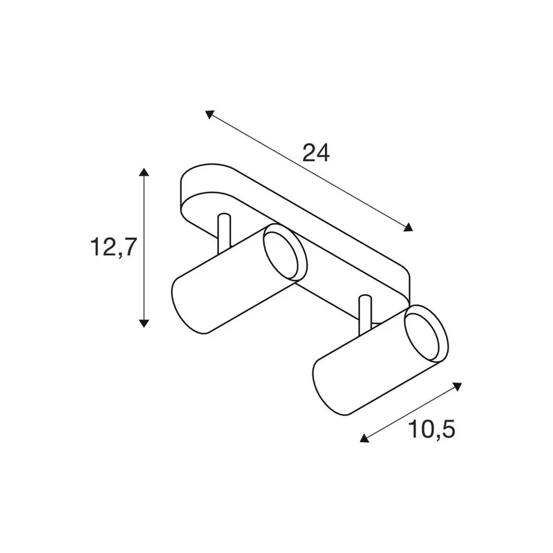 LED plafondspot Noblo, lengte 24 cm, metaal, 2-lamps. von SLV in Weiß – Produktfoto