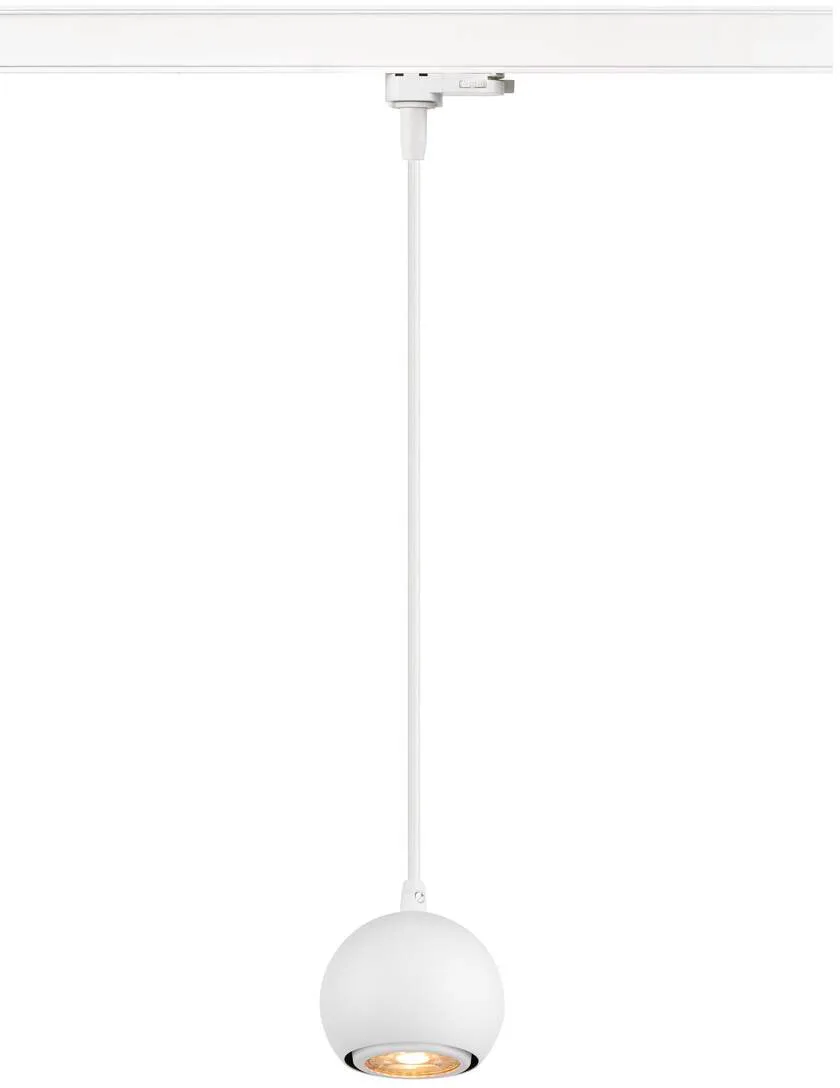 LIGHT EYE® 90, 3~ Pendelleuchte, GU10, Pendellänge 150cm, 1x max. 6W, matt weiß - Leuchten mit 3 Phasen Adapter 230V fra SLV – produktbillede