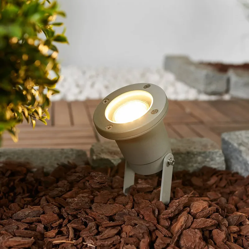 Nautilus Spike buitenspot met grondspies de SLV en Zilvergrijs – photo produit