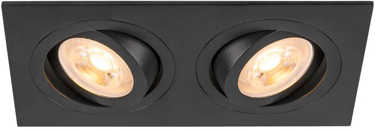 NEW TRIA® 155, Deckeneinbauleuchte, quadratisch, 2 x GU10, zweiflammig, schwarz - Wand- und Deckenleuchten de SLV – photo produit