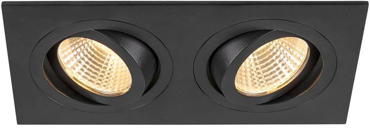 NEW TRIA® 155, Deckeneinbauleuchte, quadratisch, 3000K, zweiflammig, PHASE, 38°, schwarz - Wand- und Deckenleuchten von SLV – Produktfoto