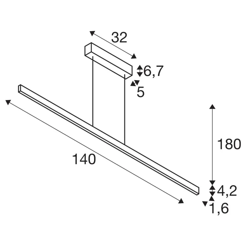 One Linear LED hanglamp, 140 cm från SLV i Mässing – produktbild