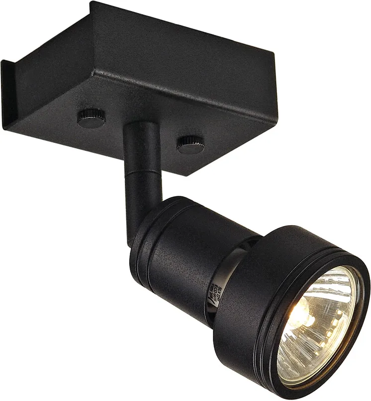 PURI 1 Deckenleuchte, matt schwarz, 1xGU10, max. 1x50W, mit Decoring - Wand- und Deckenleuchten fra SLV – produktbillede