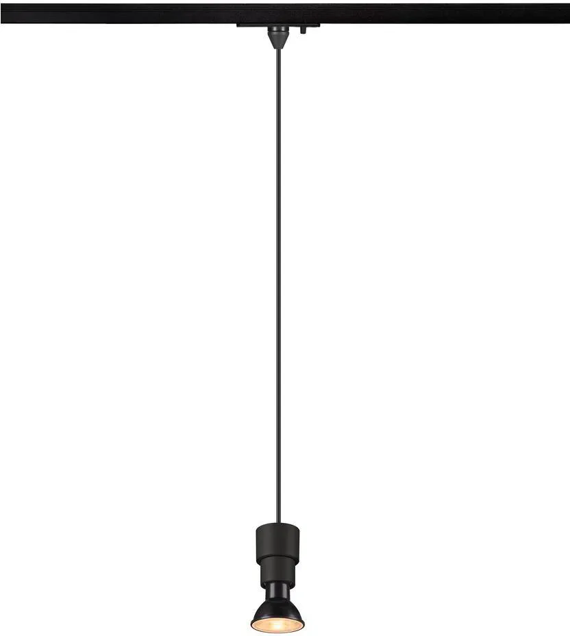 PURI 2.0 Basic, 1~ Pendelleuchte, GU10, Pendellänge 200cm, 1x max. 6W, schwarz - Leuchten mit 1 Phasen Adapter von SLV – Produktfoto