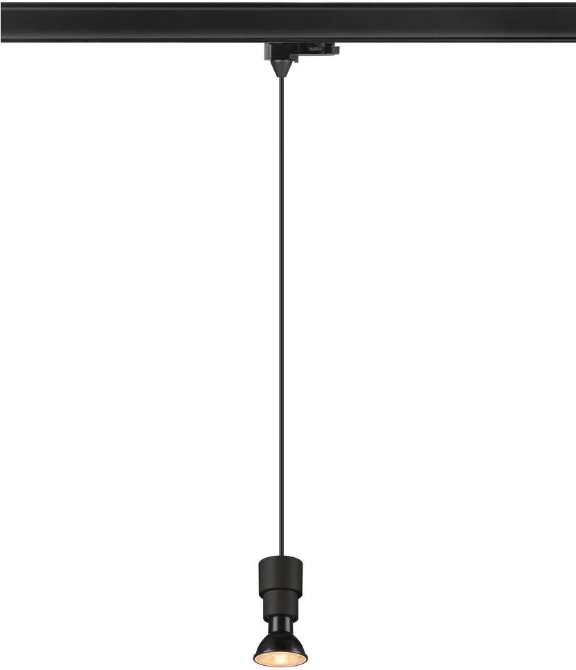 PURI 2.0 Basic, 3~ Pendelleuchte, GU10, Pendellänge 200cm, 1x max. 6W, schwarz - Leuchten mit 3 Phasen Adapter 230V de SLV – photo produit