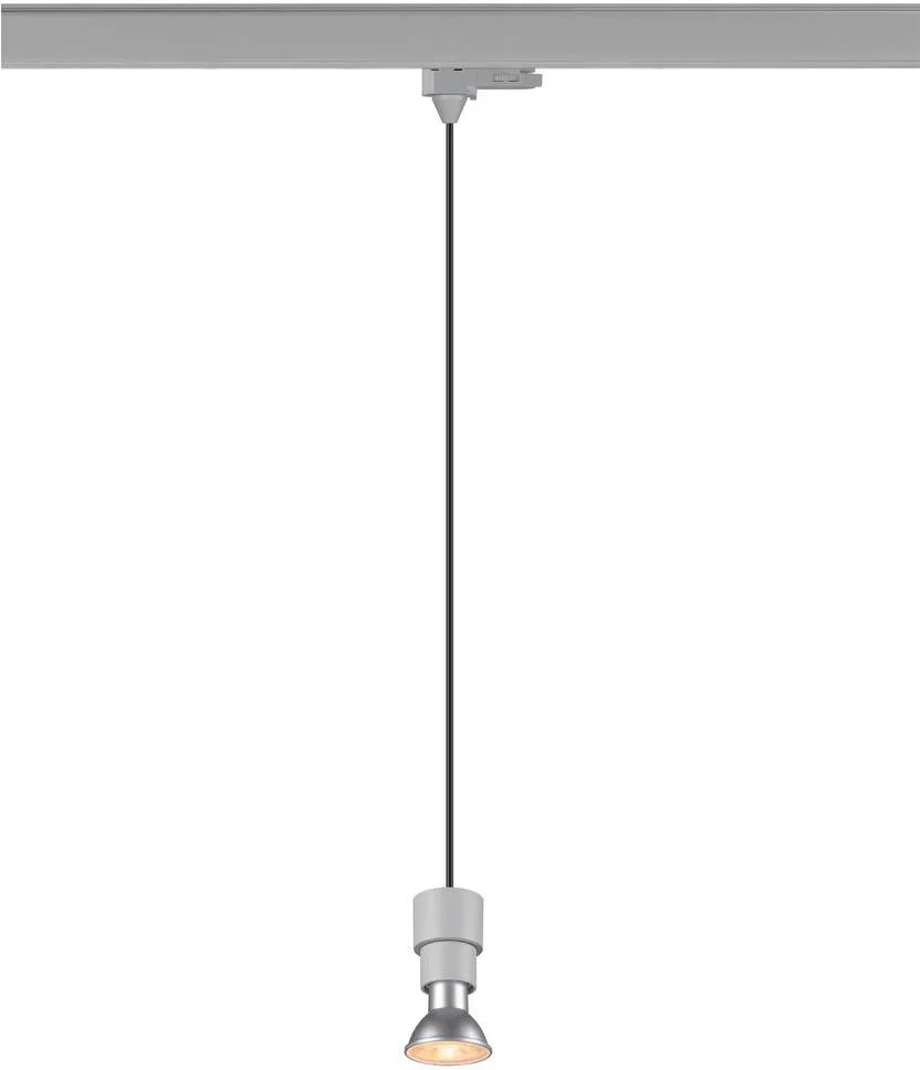PURI 2.0 Basic, 3~ Pendelleuchte, GU10, Pendellänge 200cm, 1x max. 6W, grau - Leuchten mit 3 Phasen Adapter 230V von SLV – Produktfoto