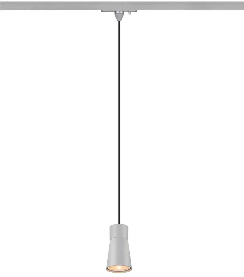 PURI 2.0 Cone, 1~ Pendelleuchte, GU10, Pendellänge 200cm, 1x max. 6W, grau - Leuchten mit 1 Phasen Adapter fra SLV – produktbillede