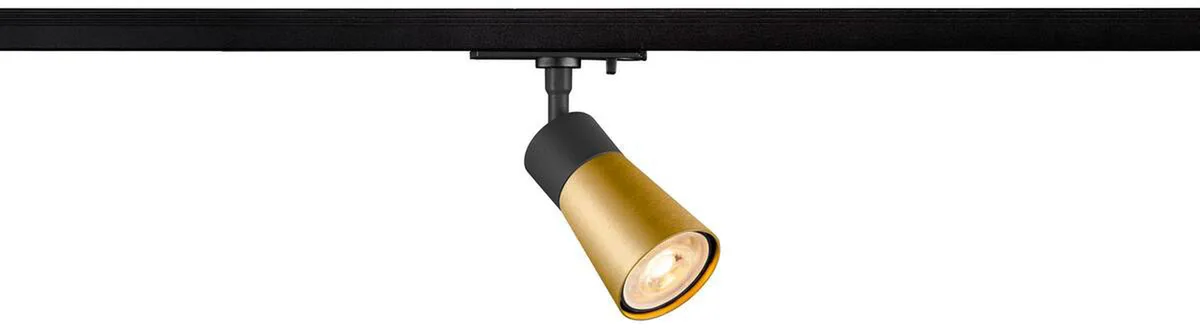PURI 2.0 Cone, 1~ Spot, GU10, 1x max. 6W, schwarz / gold - Leuchten mit 1 Phasen Adapter by SLV – product photo