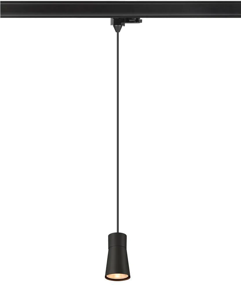 PURI 2.0 Cone, 3~ Pendelleuchte, GU10, Pendellänge 200cm, 1x max. 6W, schwarz - Leuchten mit 3 Phasen Adapter 230V de SLV – photo produit
