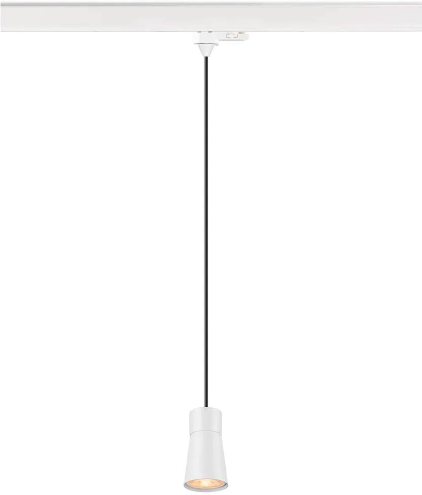 PURI 2.0 Cone, 3~ Pendelleuchte, GU10, Pendellänge 200cm, 1x max. 6W, weiß - Leuchten mit 3 Phasen Adapter 230V von SLV – Produktfoto