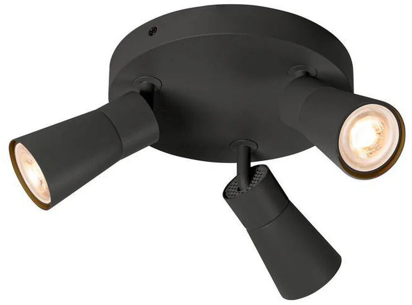 PURI 2.0 Cone, Wand- und Deckenaufbauleuchte, rund, 3 x max. 6W GU10, schwarz - Wand- und Deckenleuchten de SLV – photo produit