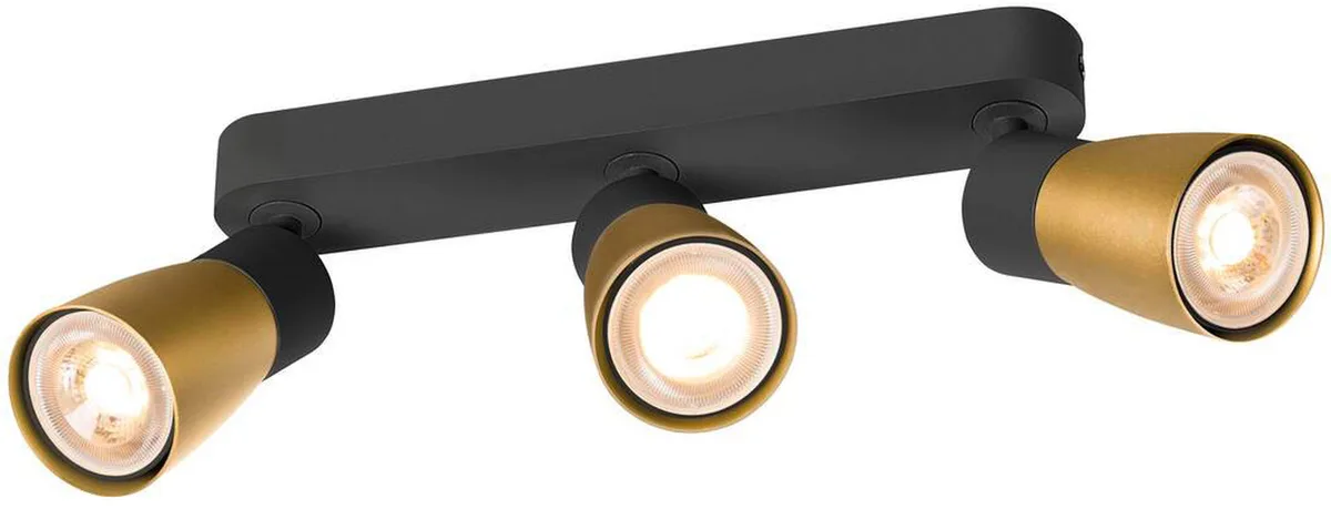 PURI 2.0 Dome, Wand- und Deckenaufbauleuchte, long, 3 x max. 6W GU10, schwarz / gold - Wand- und Deckenleuchten de SLV – photo produit