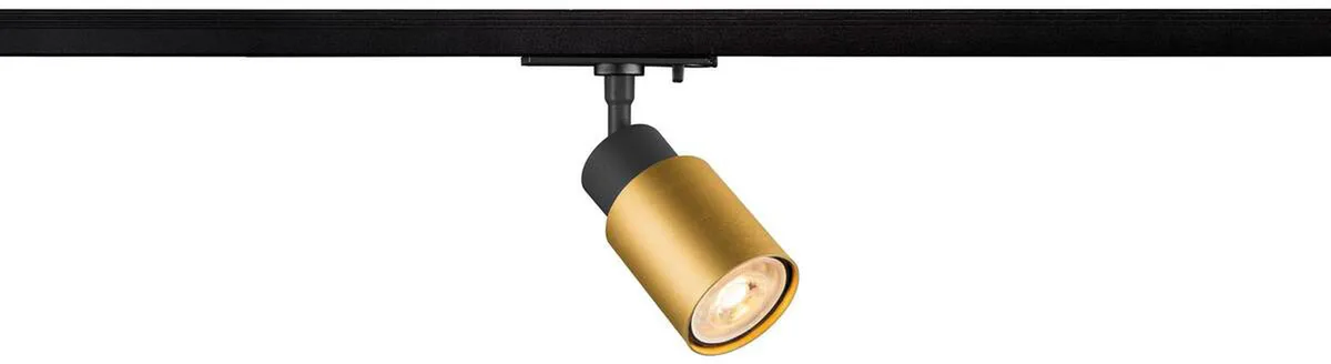 PURI 2.0 Tube, 1~ Spot, GU10, 1x max. 6W, schwarz / gold - Leuchten mit 1 Phasen Adapter by SLV – product photo