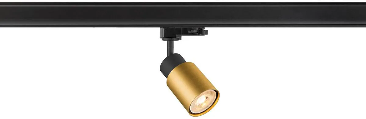 PURI 2.0 Tube, 3~ Spot, GU10, 1x max. 6W, schwarz / gold - Leuchten mit 3 Phasen Adapter 230V fra SLV – produktbillede