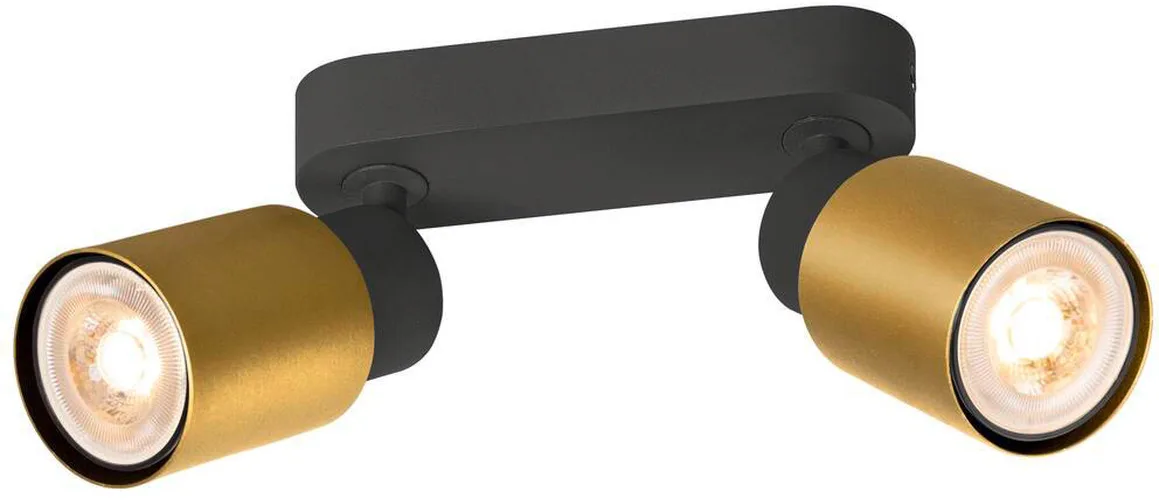 PURI 2.0 Tube, Wand- und Deckenaufbauleuchte, long, 2 x max. 6W GU10, schwarz / gold - Wand- und Deckenleuchten de SLV – photo produit
