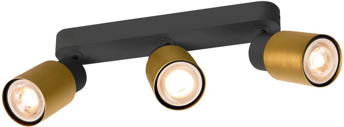 PURI 2.0 Tube, Wand- und Deckenaufbauleuchte, long, 3 x max. 6W GU10, schwarz / gold - Wand- und Deckenleuchten de SLV – photo produit