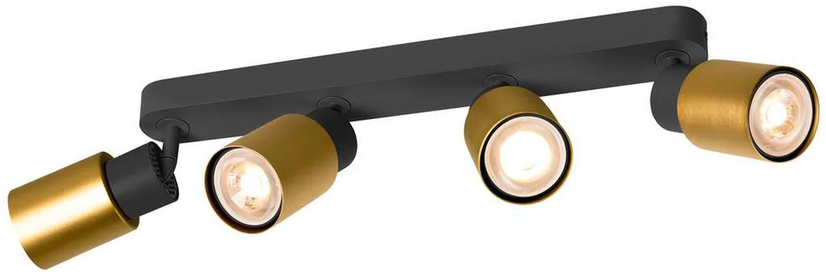 PURI 2.0 Tube, Wand- und Deckenaufbauleuchte, long, 4 x max. 6W GU10, schwarz / gold - Wand- und Deckenleuchten von SLV – Produktfoto