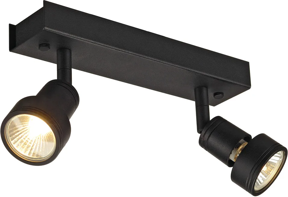 PURI 2 Deckenleuchte, matt- schwarz, 2xGU10, max. 2x50W, mit Decoring - Wand- und Deckenleuchten von SLV – Produktfoto