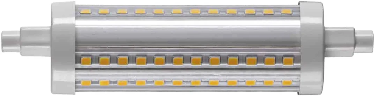 QT DE12 R7S 118mm, LED Leuchtmittel transparent 15W 3000K CRI90 330° - LED Lampen Sockel R7s fra SLV – produktbillede