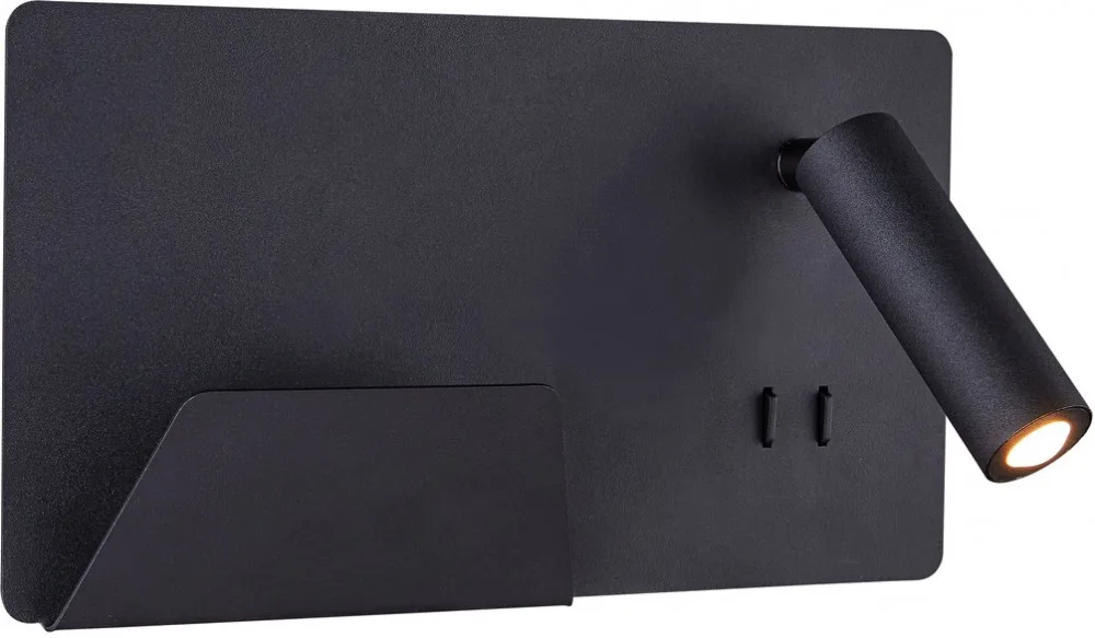 SOMNILA SPOT, Indoor LED Wandaufbauleuchte 3000K schwarz Version links inkl. USB Anschluss - Wand- und Deckenleuchten de SLV – photo produit
