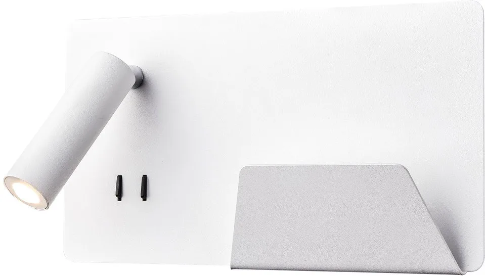 SOMNILA SPOT, Indoor LED Wandaufbauleuchte 3000K weiß Version rechts inkl. USB Anschluss - Wand- und Deckenleuchten de SLV – photo produit