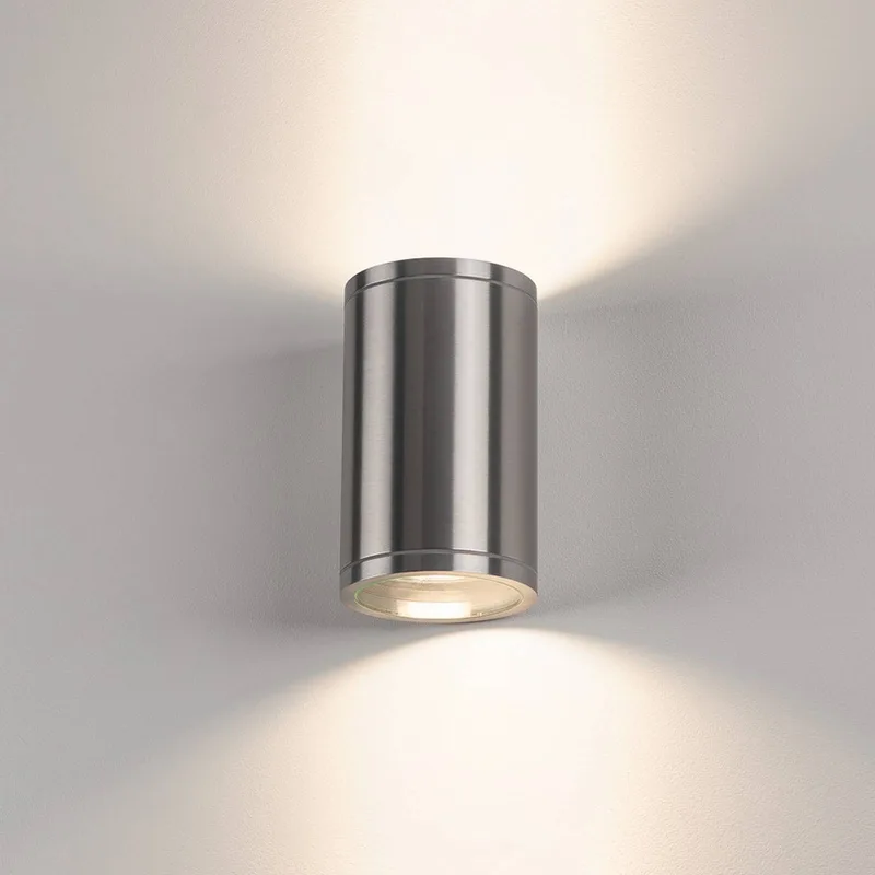 wandlamp Rox, geborsteld aluminium, aluminium, Ø 12,5 cm, omhoog/omlaag de SLV en Aluminium – photo produit