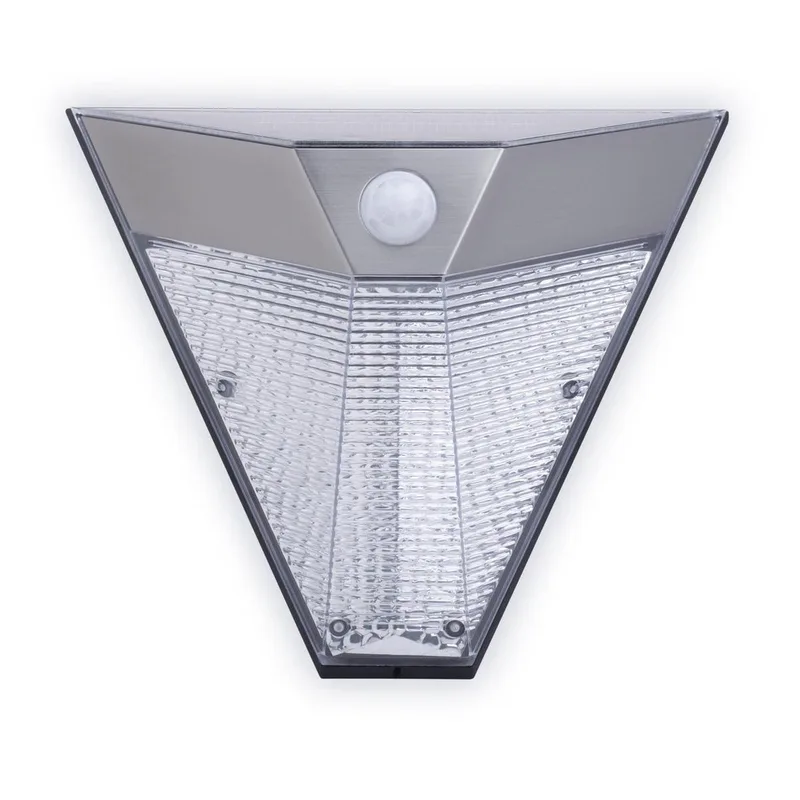 Smartwares 10.045.86 - Wandlamp Driehoek buitenlamp - 3000 K licht - 15 tot 75 Lumen - 240 x 125 x 190 mm - RVS de Smartwares en Gris – photo produit