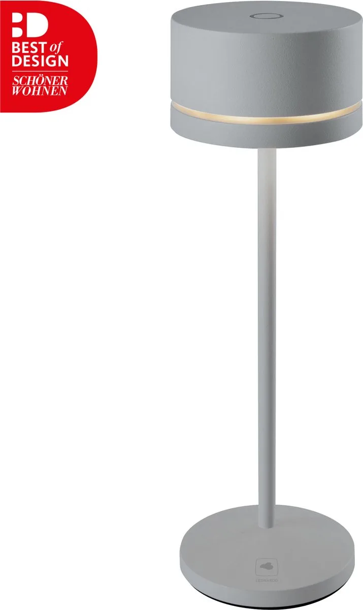 Leonardo tafellamp MONZA ,oplaadbaar grijs / Sompex / oplaadbaar, kleur grijs | Accu | LED tafellamp voor buiten en binnen - Werkt op accu - Aluminium - Dimbaar - Incl. Inductie oplaadbaar- grijs de Sompex en Gris – photo produit
