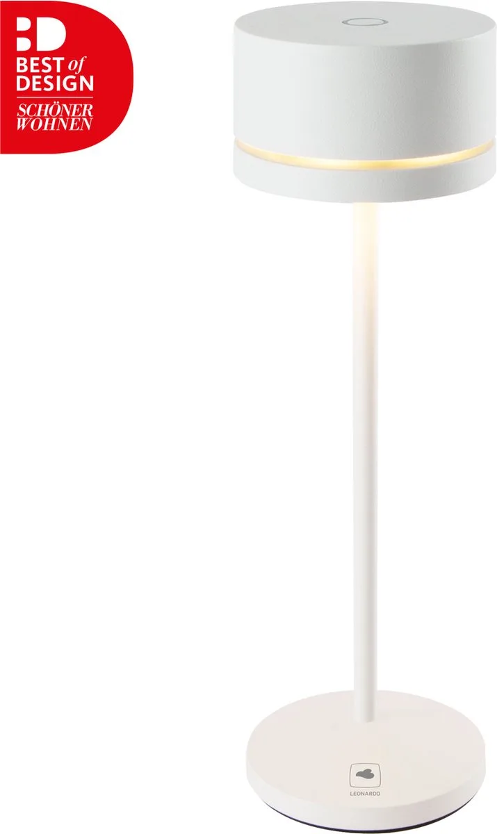 Leonardo tafellamp MONZA ,oplaadbaar wit / Sompex / oplaadbaar, kleur wit | Accu | LED tafellamp voor buiten en binnen - Werkt op accu - Aluminium - Dimbaar - Incl. Inductie oplaadbaar- wit de Sompex en Blanc – photo produit