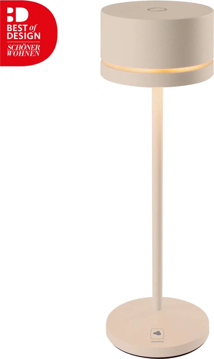 Leonardo tafellamp MONZA ,oplaadbaar zand / Sompex / oplaadbaar, kleur zand | Accu | LED tafellamp voor buiten en binnen - Werkt op accu - Aluminium - Dimbaar - Incl. Inductie oplaadbaar- zand kleur de Sompex en Zand – photo produit