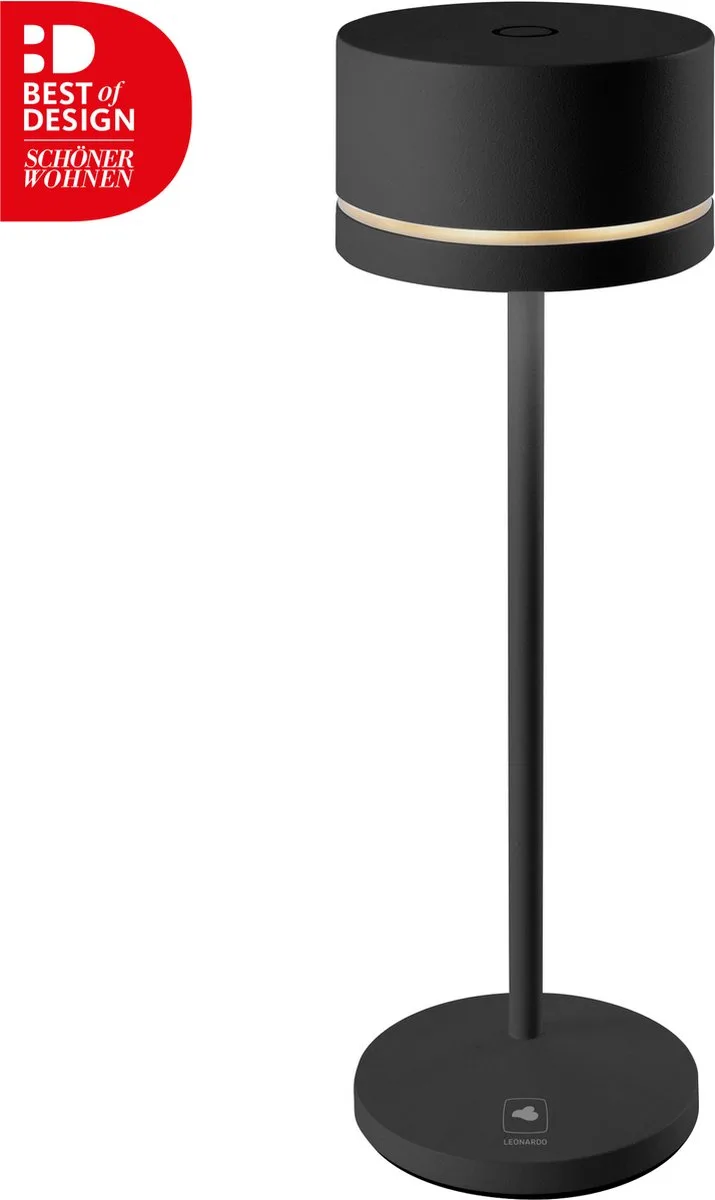 Leonardo tafellamp MONZA ,oplaadbaar zwart / Sompex / oplaadbaar, kleur zwart | Accu | LED tafellamp voor buiten en binnen - Werkt op accu - Aluminium - Dimbaar - Incl. Inductie oplaadbaar- zwart de Sompex en Noir – photo produit