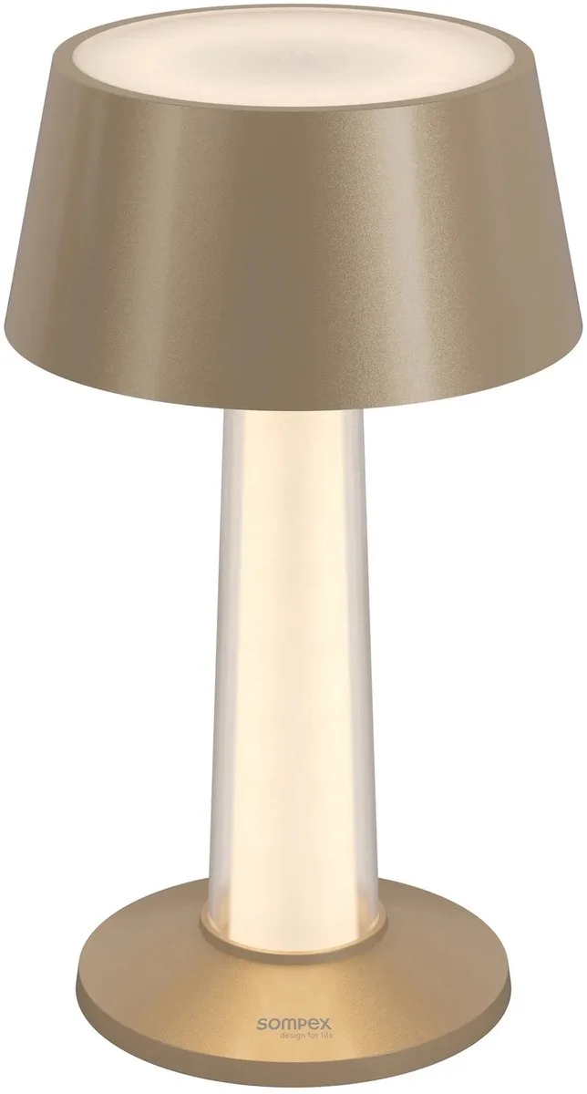 LULU, draadloze tafellamp , 19cm hoog dimbaar - oplaadbaar - Stijlvol voor binnen en buiten - en past zich perfect aan uw interieurstijl aan. de Sompex en Champagne – photo produit
